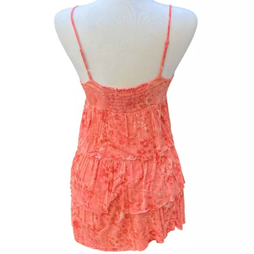 Y2K Mudd Crochet Tiered Spaghetti Strap Mini Sundress/Tank Size‎ Small Orange - Picture 4 of 12